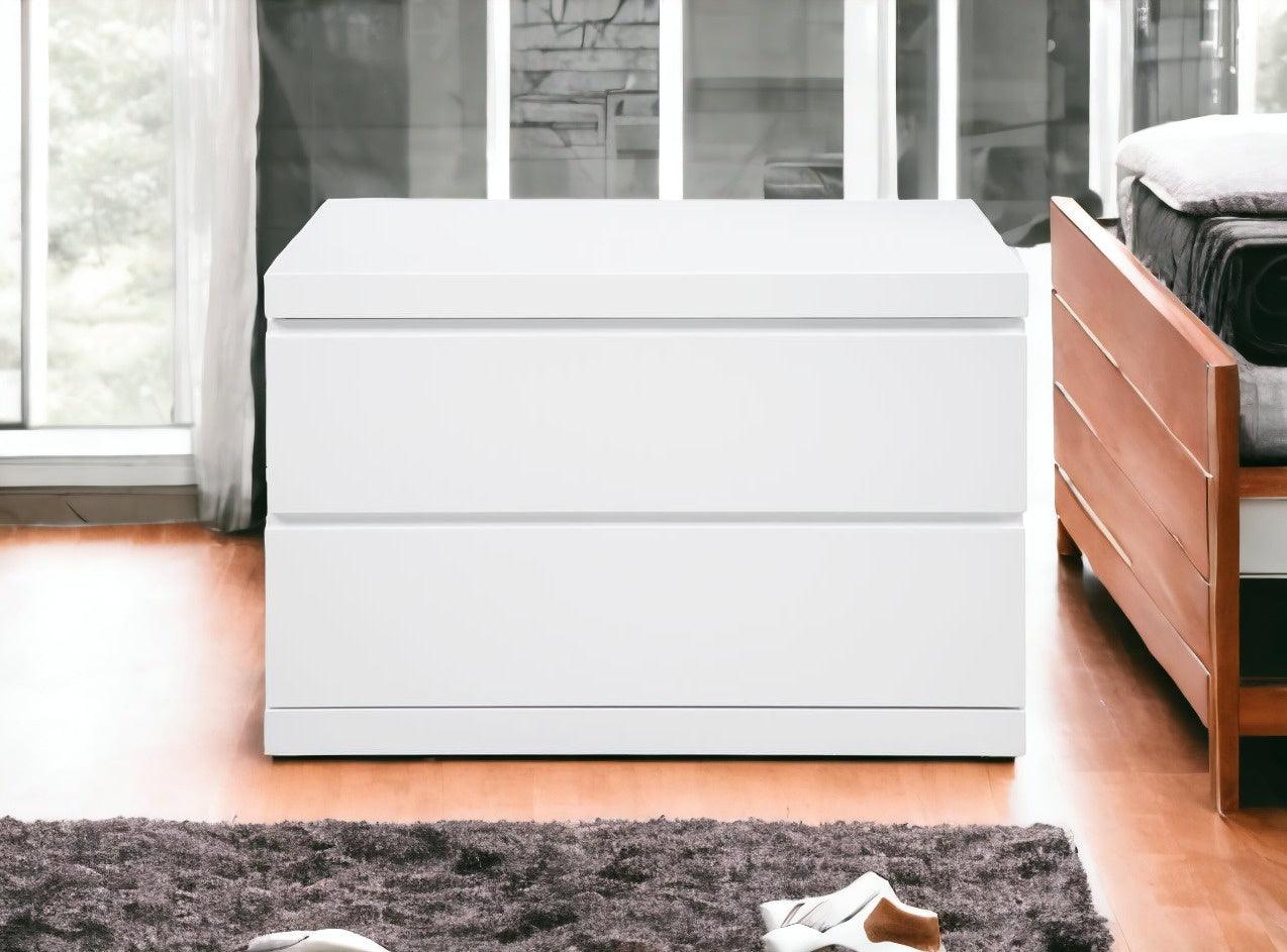 20" White Two Drawers Nightstand - FurniFindUSA