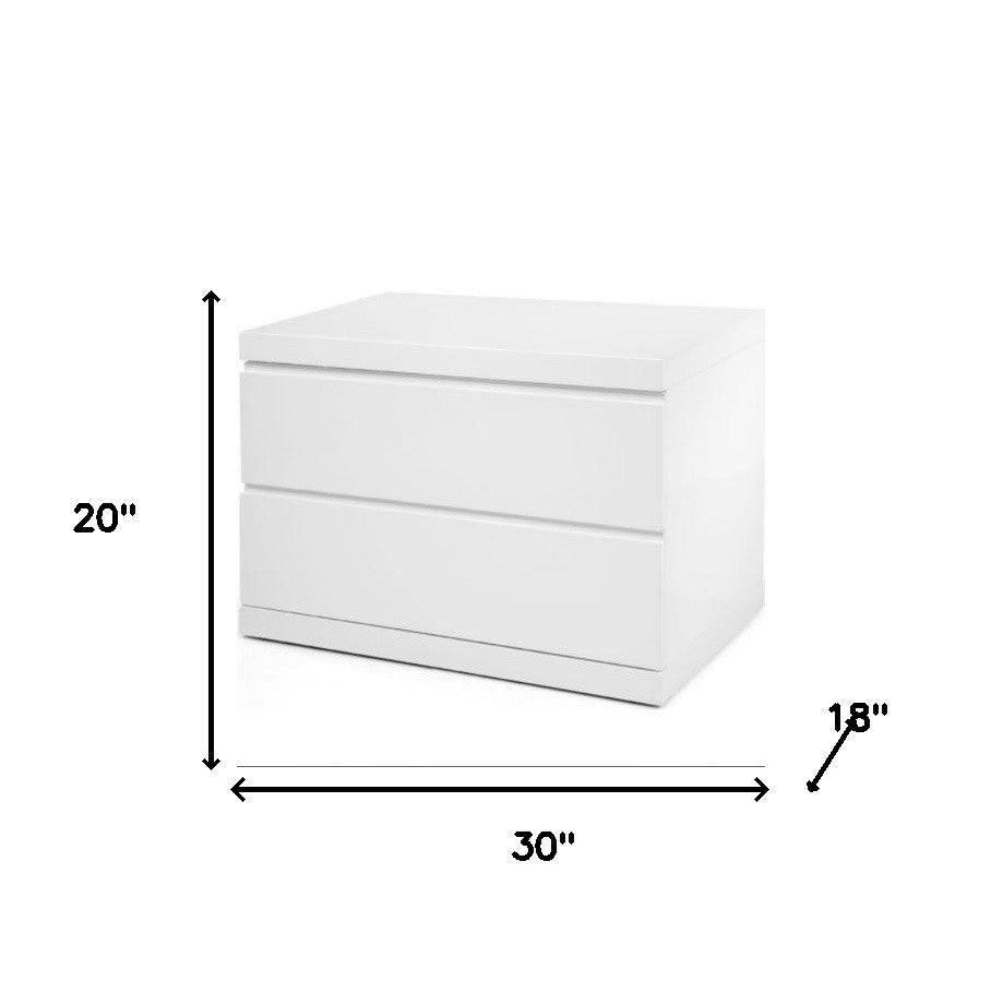 20" White Two Drawers Nightstand - FurniFindUSA