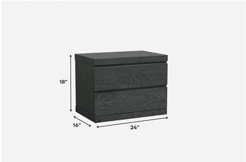 Modern Gray Woodgrain Finish 2 Drawer Nightstand — view 1