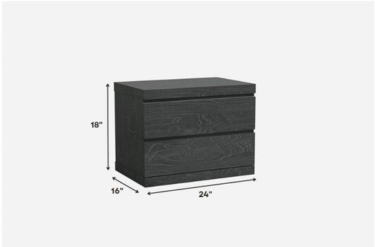 Modern Gray Woodgrain Finish 2 Drawer Nightstand HomeRoots