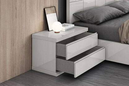 Modern Gray Woodgrain Finish 2 Drawer Nightstand