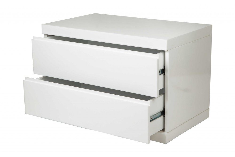 18" White Wood Two Drawer Nightstand — view 3