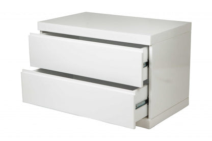 18" White Wood Two Drawer Nightstand HomeRoots