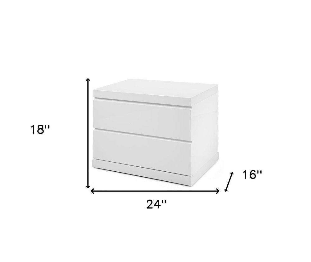 18" White Wood Two Drawer Nightstand HomeRoots