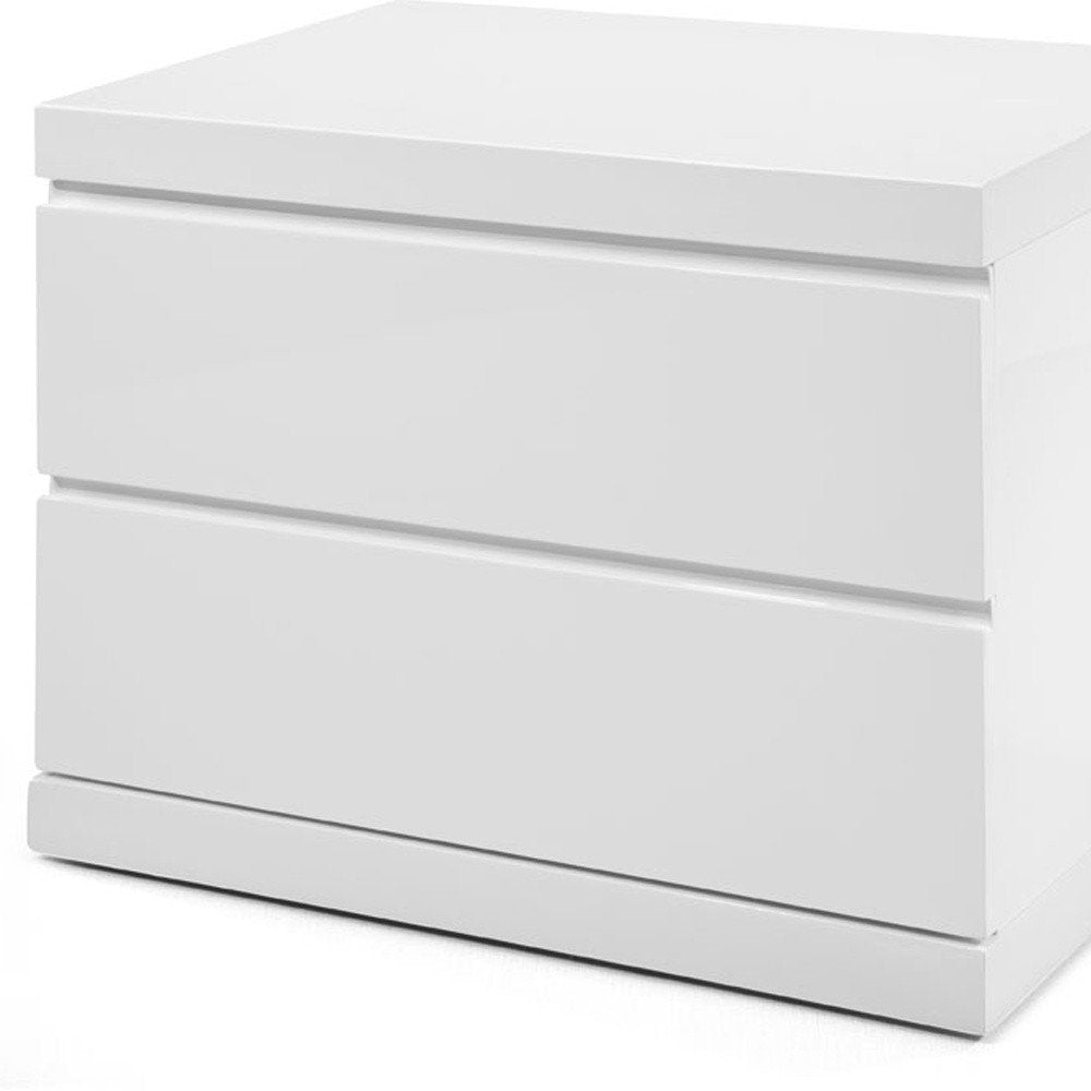18" White Wood Two Drawer Nightstand — view 6