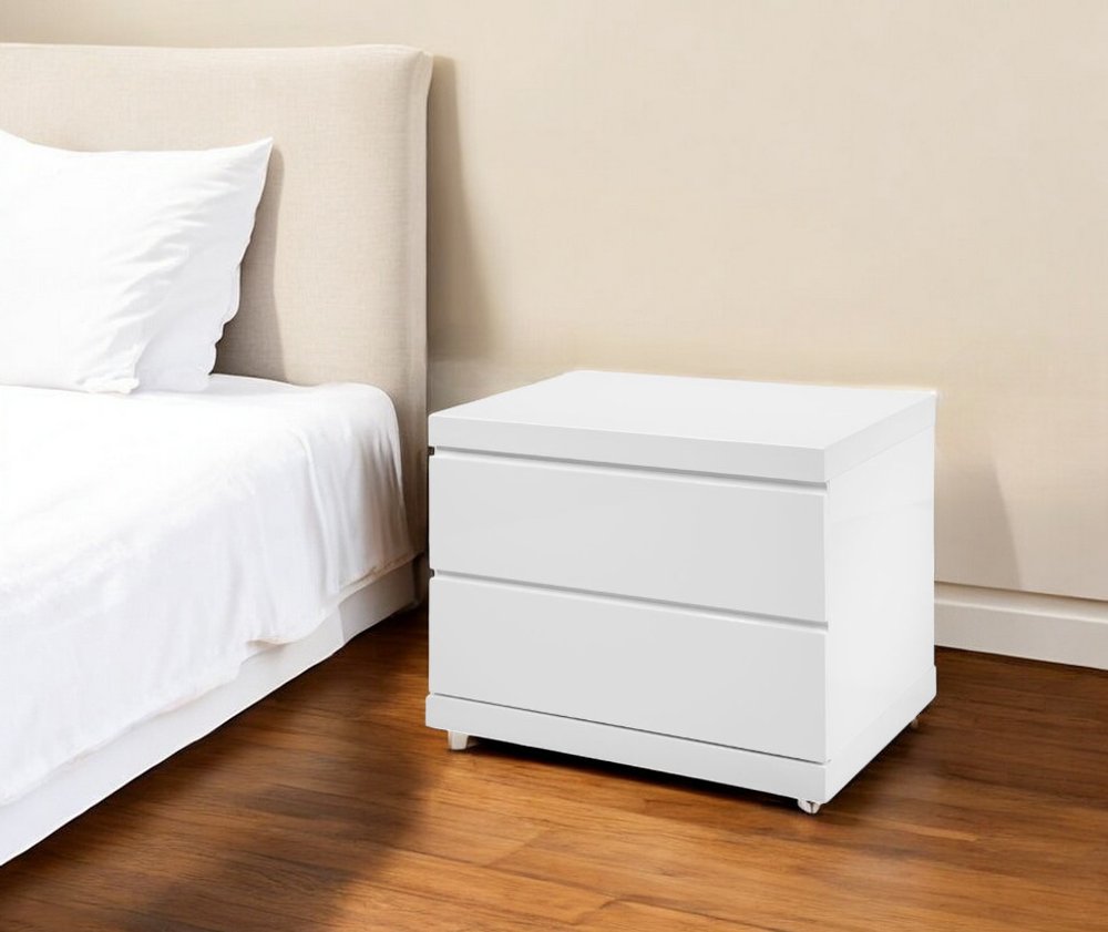 18" White Wood Two Drawer Nightstand — view 7