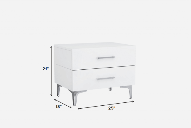 21" White Two Drawers Nightstand - FurniFindUSA