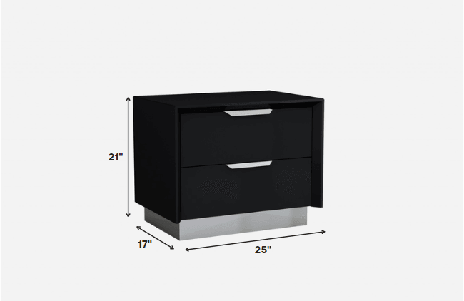 21" Black Two Drawers Nightstand - FurniFindUSA