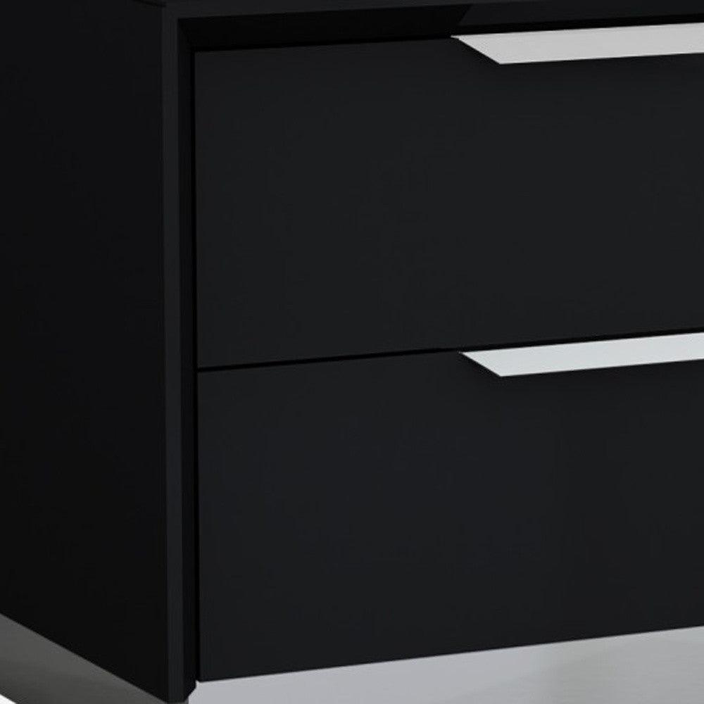 21" Black Two Drawers Nightstand - FurniFindUSA