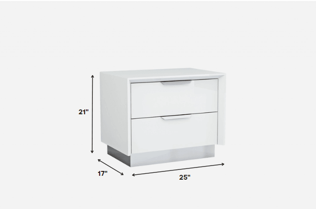 21" White Two Drawers Nightstand - FurniFindUSA