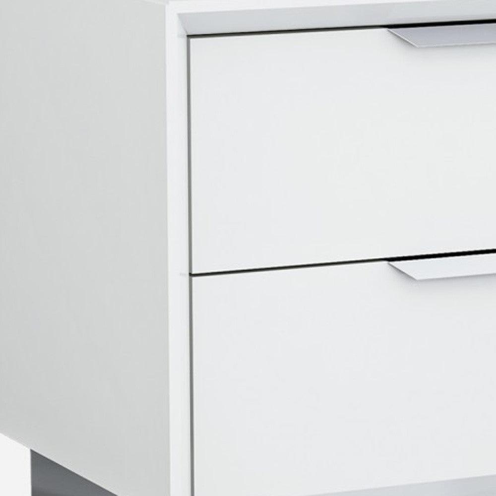 21" White Two Drawers Nightstand - FurniFindUSA