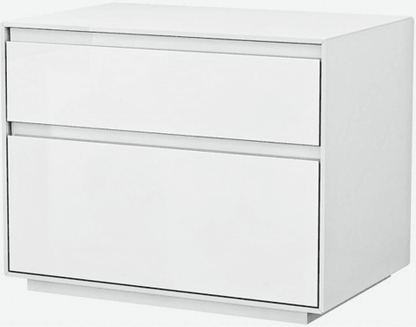 Simplistic White Gloss 2 Drawer Nightstand - FurniFindUSA