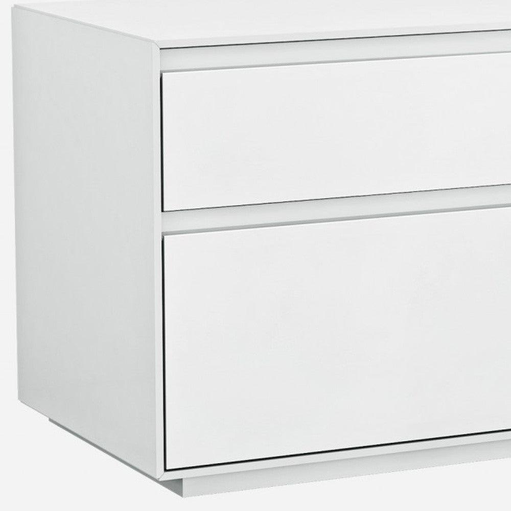 Simplistic White Gloss 2 Drawer Nightstand - FurniFindUSA