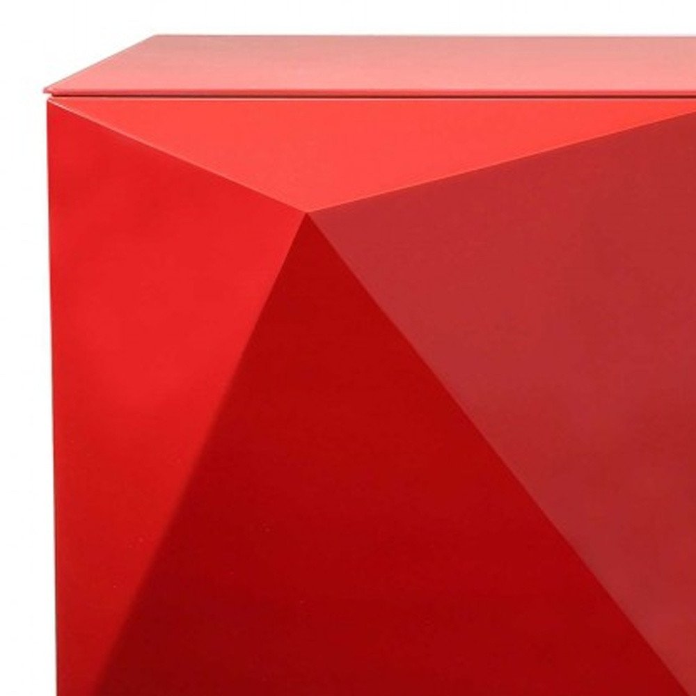 94" Red and Silver Stainless Steel and Metal Console Table HomeRoots