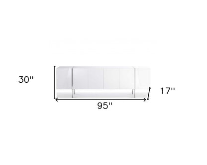 95" White Stainless Steel Solid Console Table HomeRoots