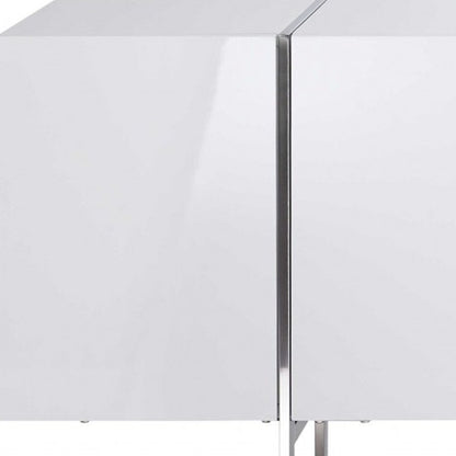 95" White Stainless Steel Solid Console Table HomeRoots