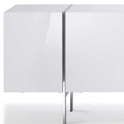 95" White Stainless Steel Solid Console Table HomeRoots