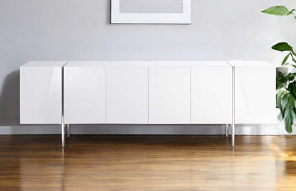95" White Stainless Steel Solid Console Table HomeRoots
