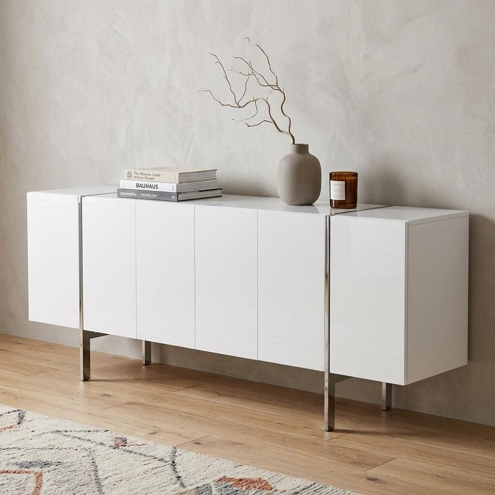 95" White Stainless Steel Solid Console Table HomeRoots