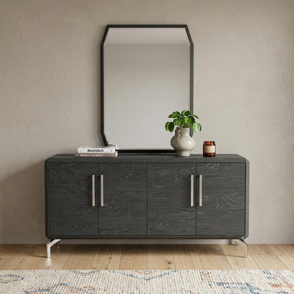 71" Gray Stainless Steel Solid Console Table HomeRoots