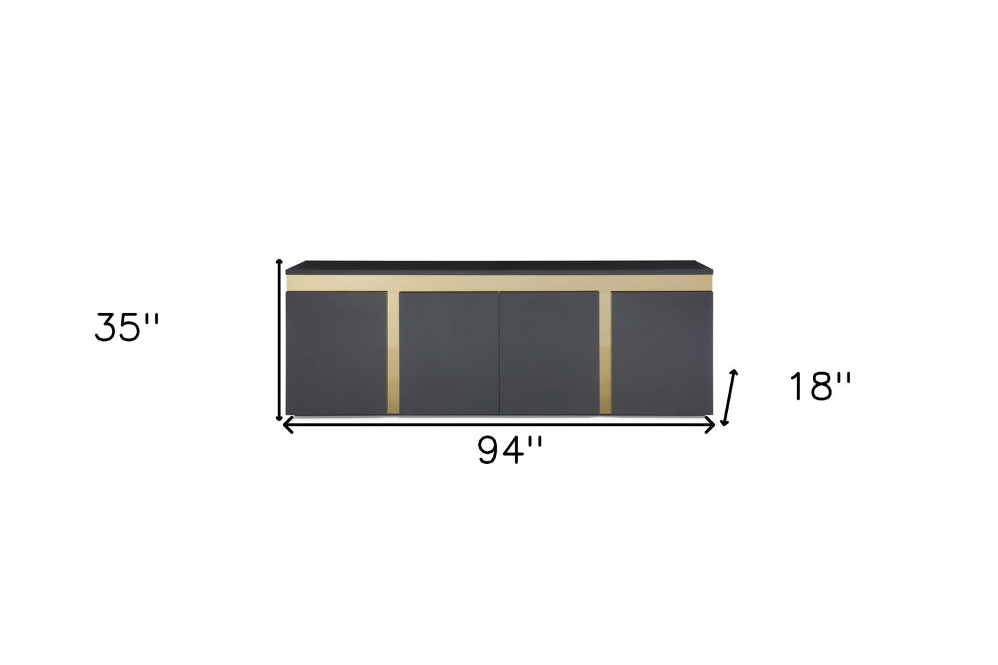 94" Black and Gold Buffet Server - FurniFindUSA