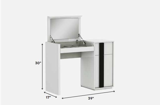 39 X 17 X 30 White Iron Vanity Dresser - FurniFindUSA