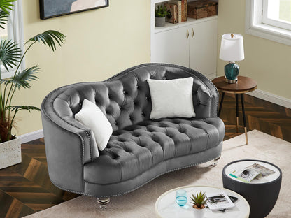 Luxury Crystal Feet Tufted 2P Sofa