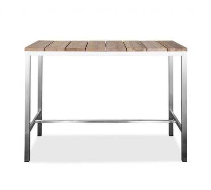 55" Wood Brown And Silver Solid Wood And Stainless Steel Dining Table HomeRoots