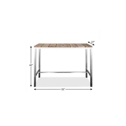 55" Wood Brown And Silver Solid Wood And Stainless Steel Dining Table HomeRoots