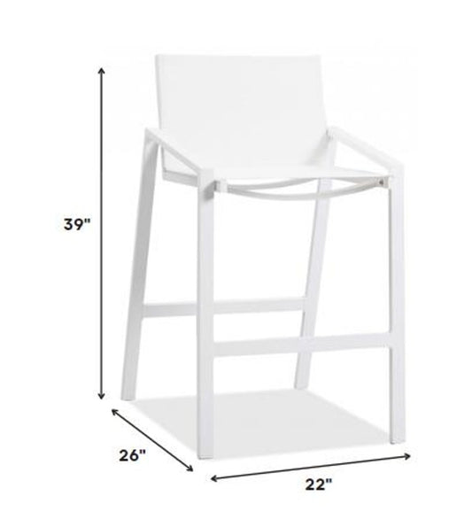28" White Iron And Steel Counter Height Bar Chair