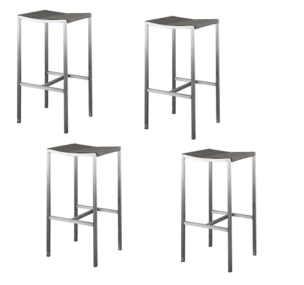 Set of Four 28" Brown and Silver Iron and Steel Backless Counter Height Bar Chairs HomeRoots