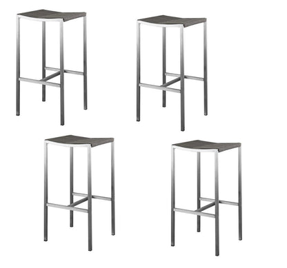 Set of Four 28" Brown and Silver Iron and Steel Backless Counter Height Bar Chairs HomeRoots