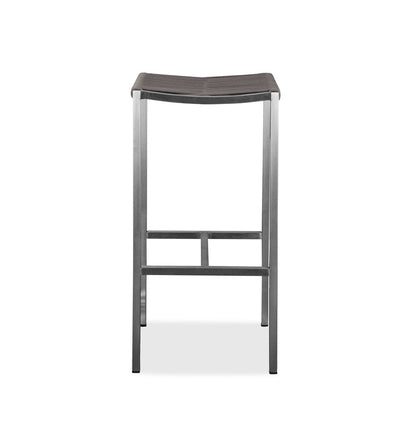 Set of Four 28" Brown and Silver Iron and Steel Backless Counter Height Bar Chairs HomeRoots