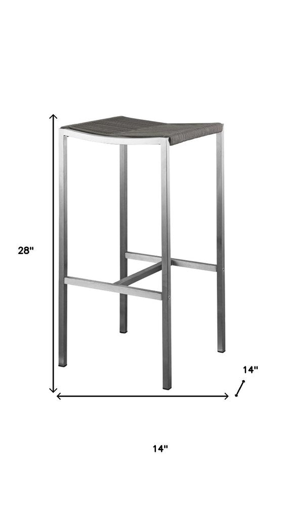 Set of Four 28" Brown and Silver Iron and Steel Backless Counter Height Bar Chairs HomeRoots