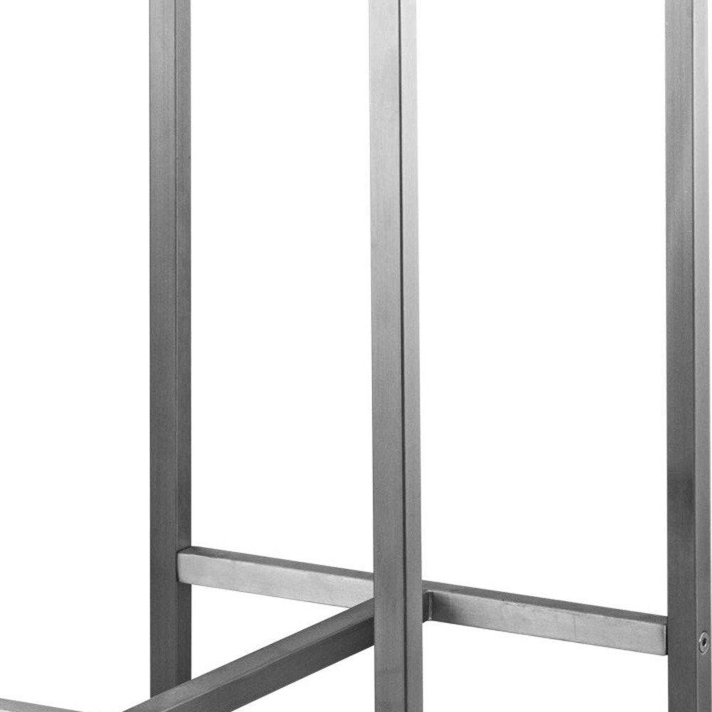 Set of Four 28" Brown and Silver Iron and Steel Backless Counter Height Bar Chairs HomeRoots