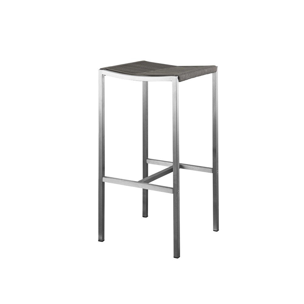 Set of Four 28" Brown and Silver Iron and Steel Backless Counter Height Bar Chairs HomeRoots