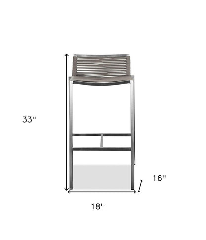 28" Brown And Silver Iron And Steel Low Back Bar Height Bar Chair HomeRoots