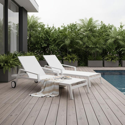 Set Of 2 White Modern Aluminum Chaise Lounges HomeRoots