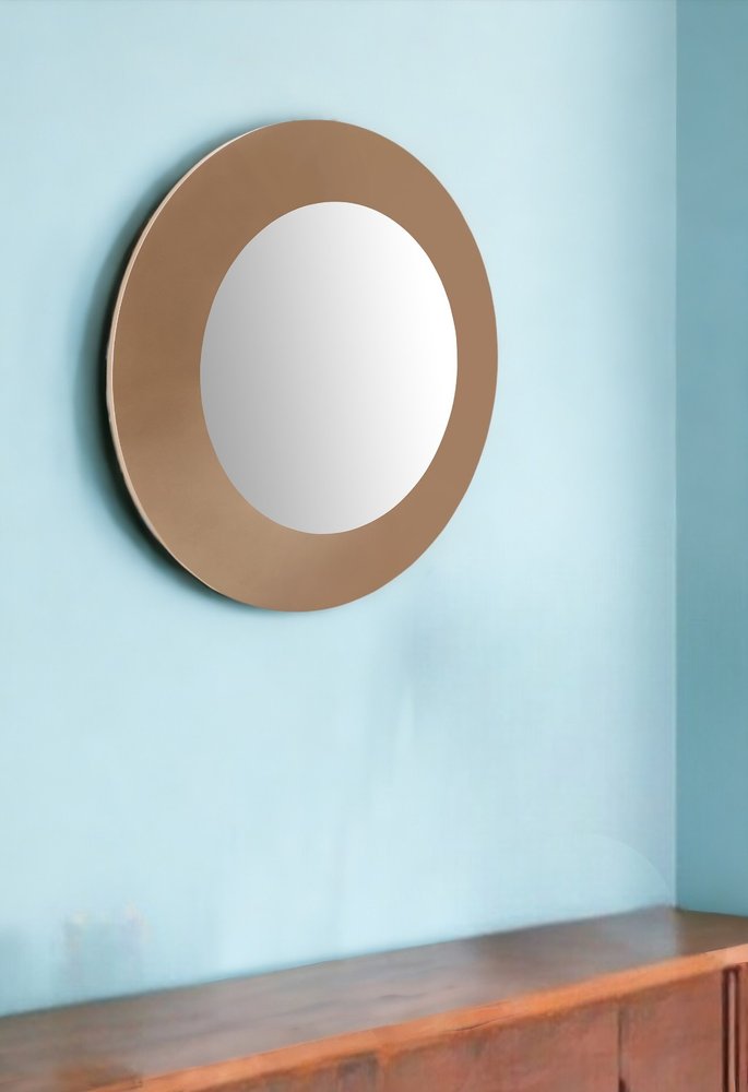 47" Gold Round Wood Framed Accent Mirror HomeRoots