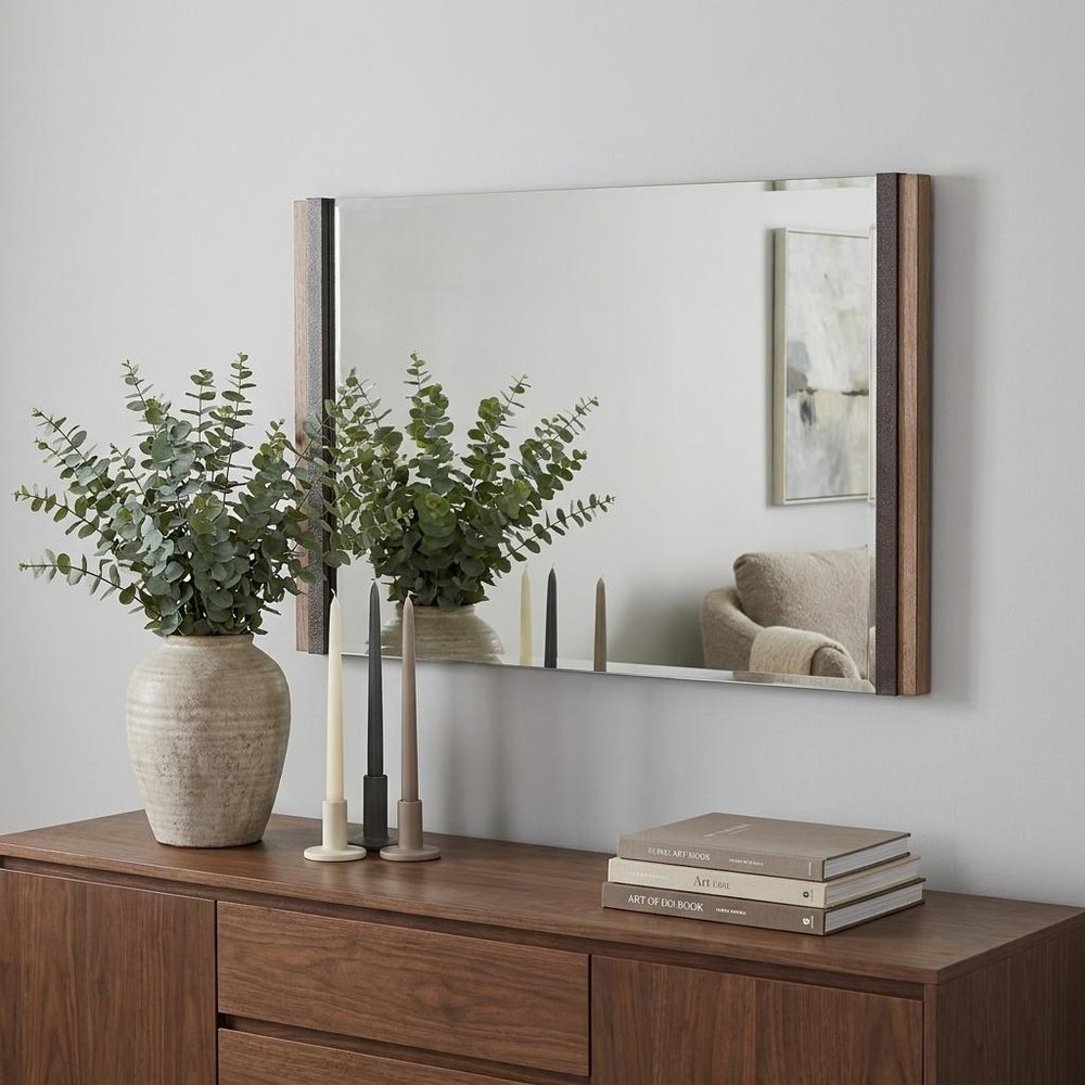 35" Natural Wood Framed Accent Mirror HomeRoots