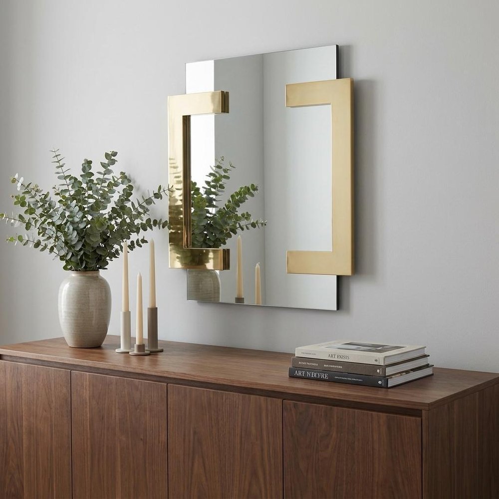 35" Gold Abstract Metal Framed Accent Mirror HomeRoots