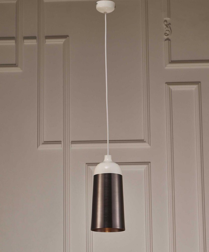 Brown And White Cylinder Metal Ceiling Light With Brown Shades HomeRoots