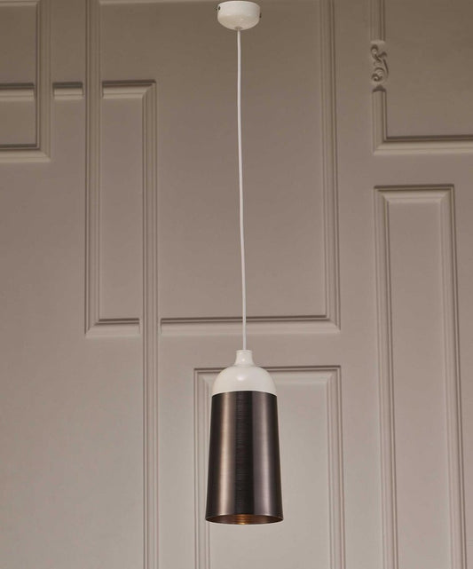 Brown And White Cylinder Metal Ceiling Light With Brown Shades HomeRoots