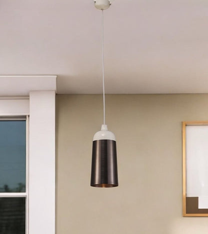 Brown And White Cylinder Metal Ceiling Light With Brown Shades HomeRoots