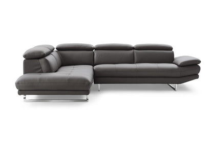 Dark Gray Genuine Leather L Shaped Two Piece Sofa and Chaise Sectional HomeRoots