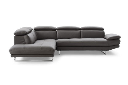 Dark Gray Genuine Leather L Shaped Two Piece Sofa and Chaise Sectional HomeRoots