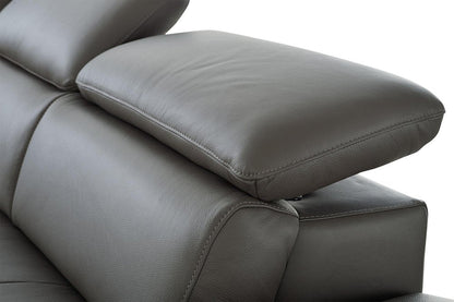Dark Gray Genuine Leather L Shaped Two Piece Sofa and Chaise Sectional HomeRoots