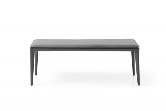 47" Gray Upholstered Faux Leather Bench - FurniFindUSA