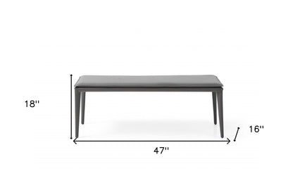 47" Gray Upholstered Faux Leather Bench - FurniFindUSA