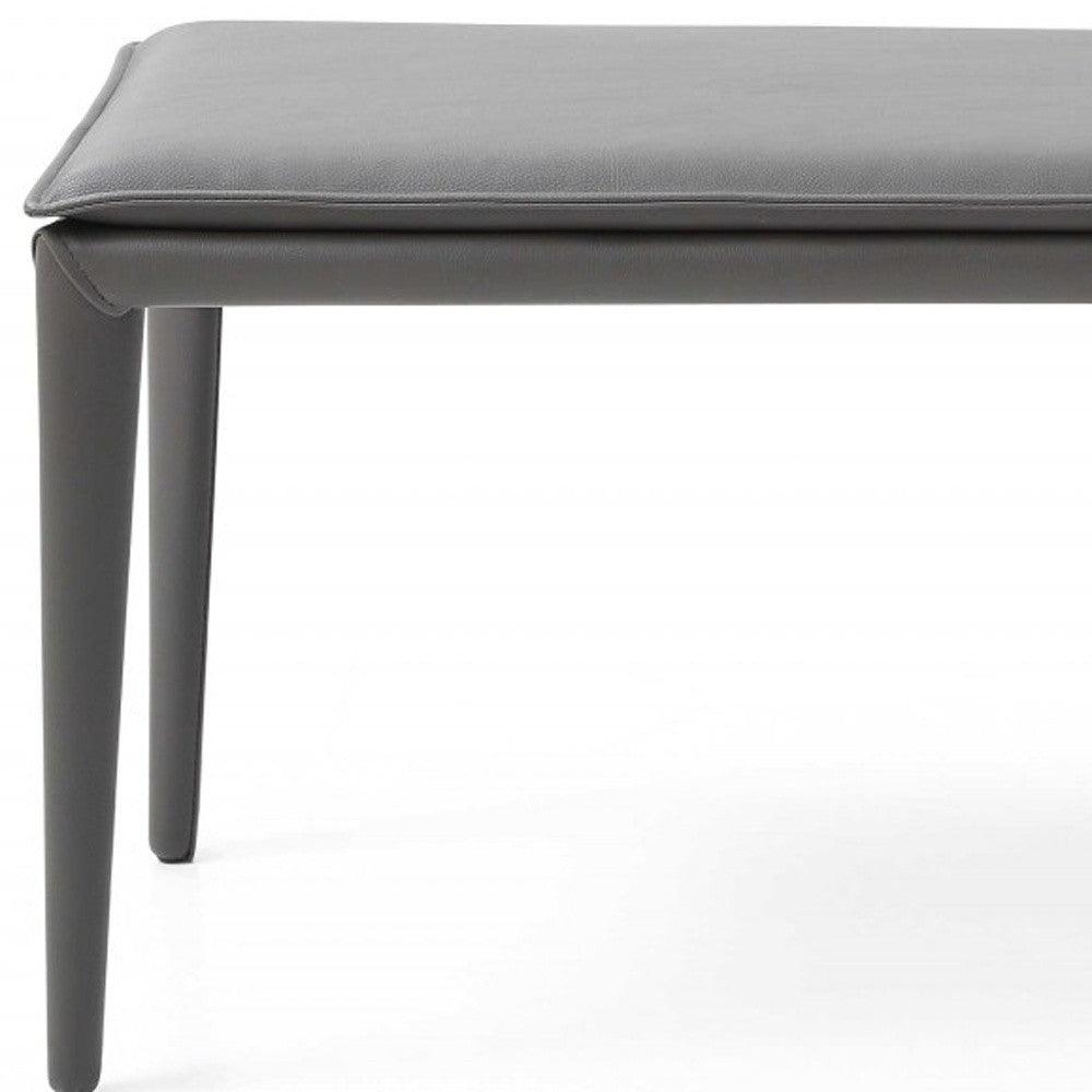 47" Gray Upholstered Faux Leather Bench - FurniFindUSA